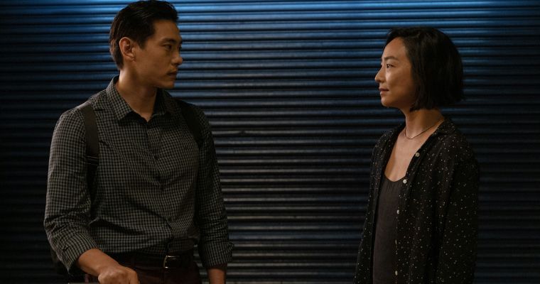 Teo Yoo as Hae Sung and Greta Lee as Nora in a scene from 