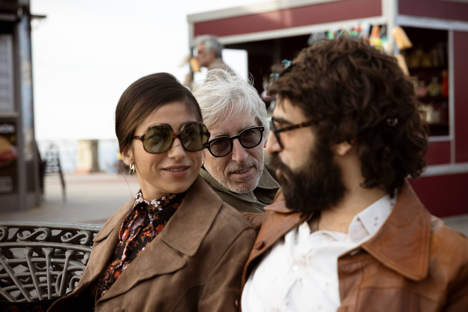 Carolina Yuste, director David Trueba and David Verdaguer on the set of 