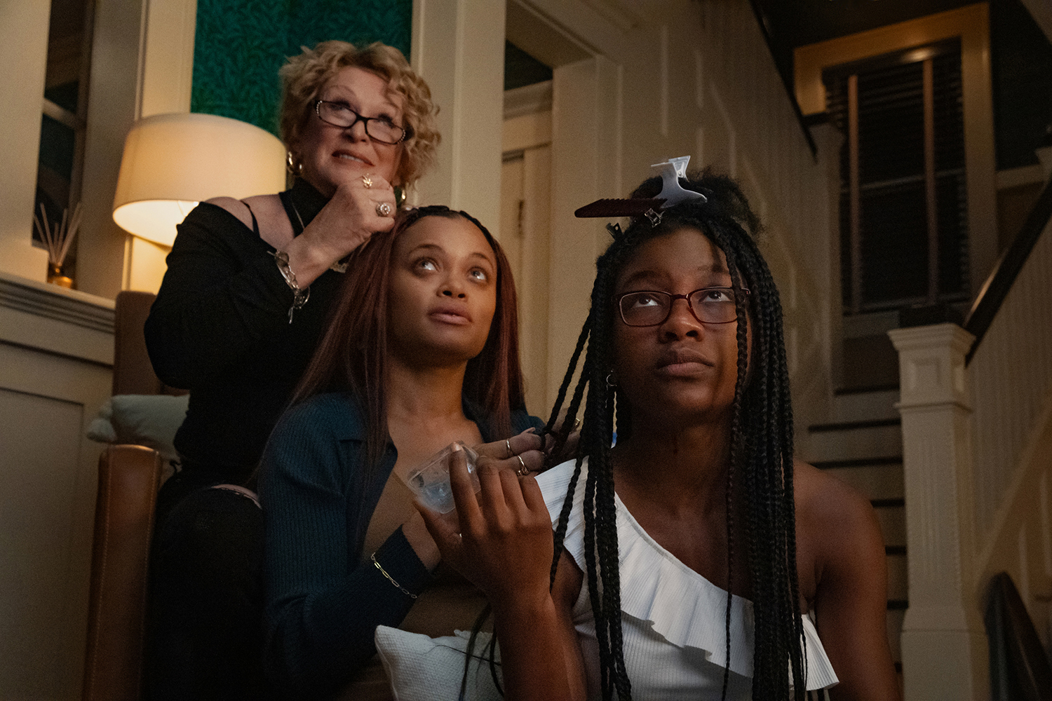 Glenn Close as Alberta, Andra Day as Ebony and Demi Singleton as Shante in a scene from 