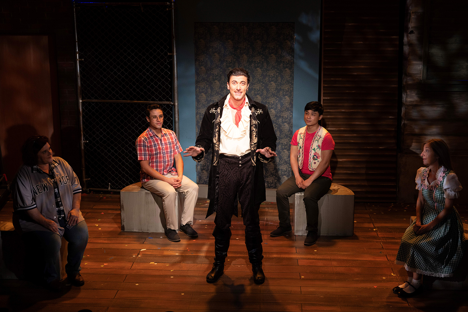 Margot Moreland, Kevin Hincapie, Jonny Lee Jr., and Jeni Hacker watch Jesse Luttrell. (Photo by Matthew Tippins for Island City Stage)