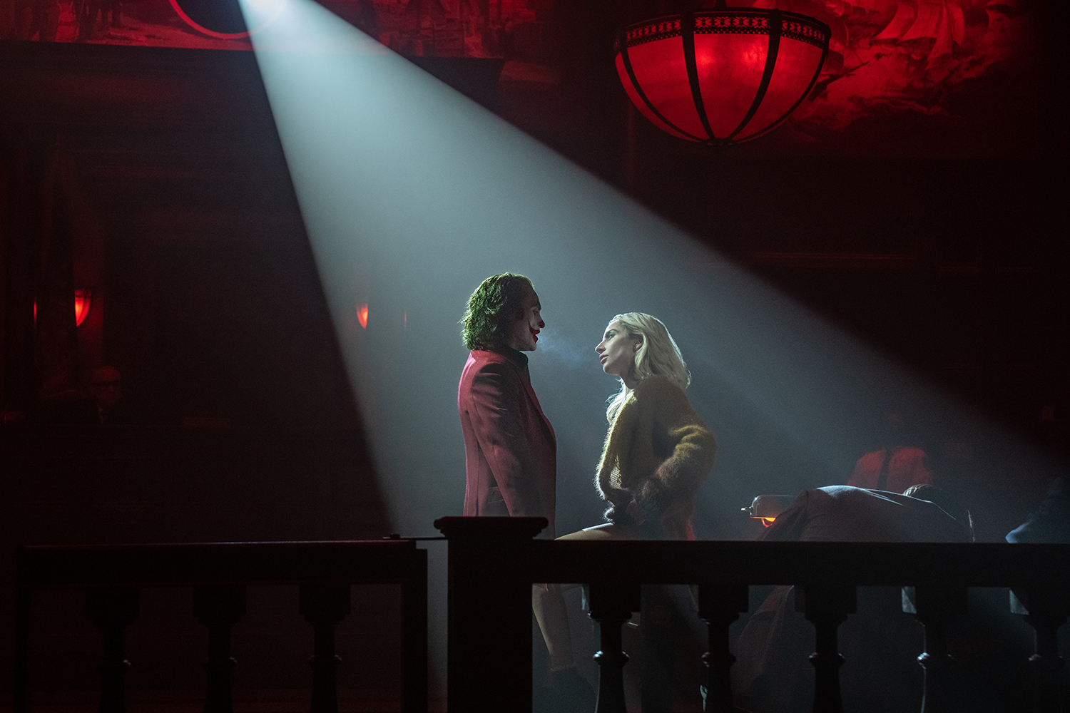 Joaquin Phoenix as Arthur Fleck/Joker and Lady Gaga as Lee Quinzel in a scene from 