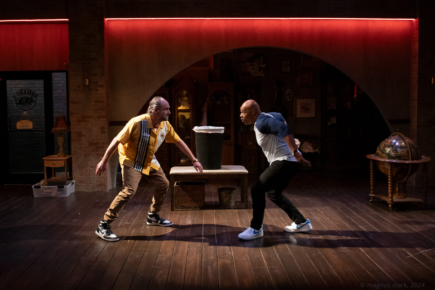 Matt (Gregg Weiner) and Shawn (Melvin Huffnagle) compete in a one-on-one basketball style matchup. (Photo by Magnus Stark)