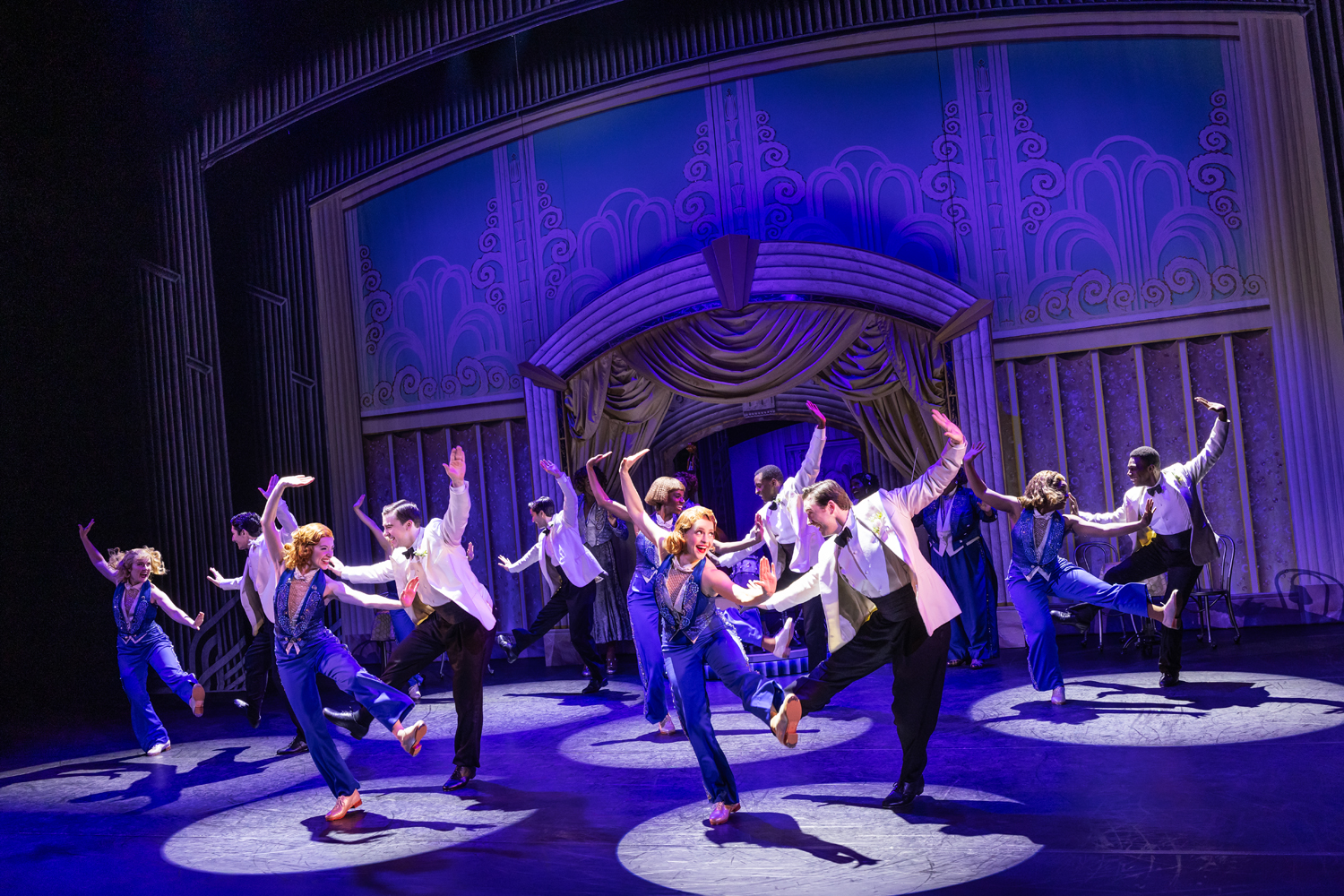 Kicking up their heels is the dance ensemble in the Broadway touring production of “Some Like It Hot.” (Photo by Matthew Murphy)