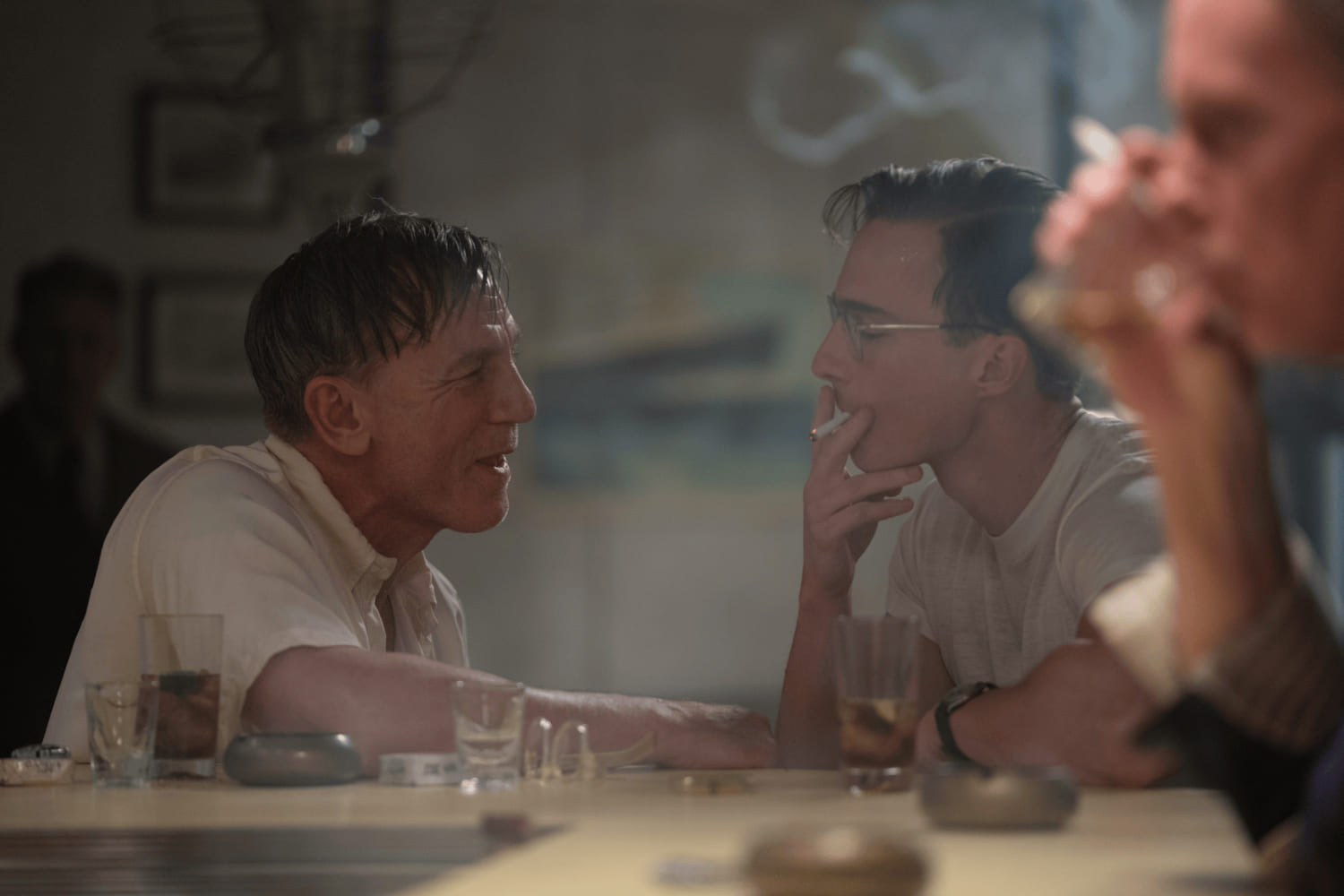 Daniel Craig as William Lee and Drew Starkey as Eugene Allerton in a scene from 