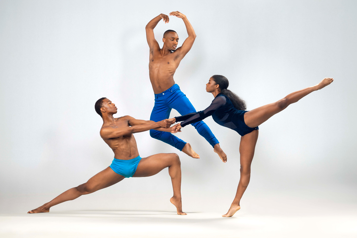 Ailey II dancers Corinth Moulterie, Alfred L. Jordan II, and Kiri Moore. Photo credit is Nir Ariell.